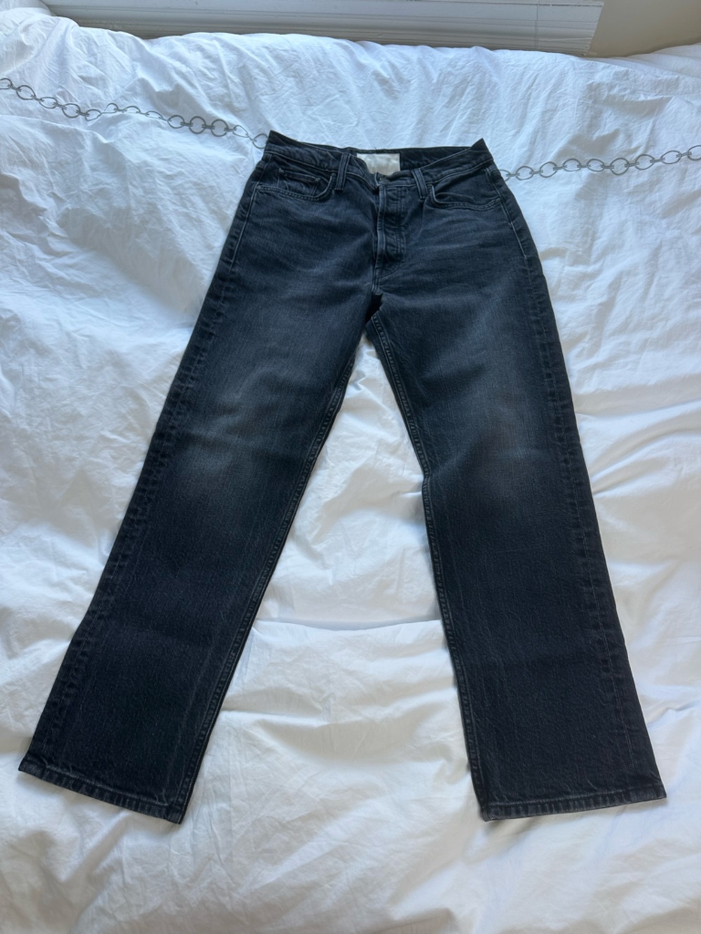 MOTHER Women's Straight Leg Jeans in Washed Black